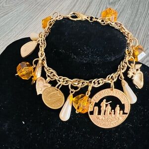 Vintage Charm Bracelet with Orange Accents